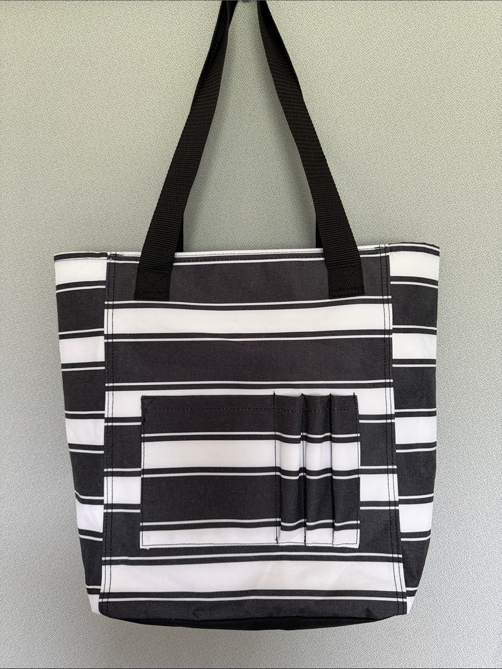 Thirty-one Black and White Striped Tote Bag